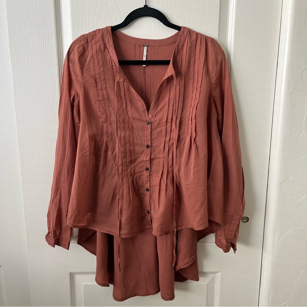 Free People long sleeve button up flowing top